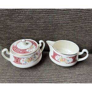 Homer Laughlin Creamer & Sugar Bowl Set  Majestic Pattern Vintage 1944 Made USA